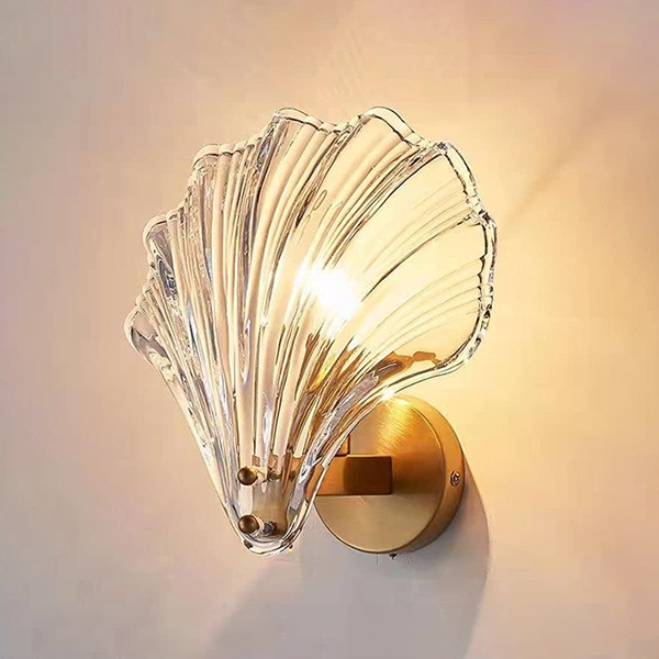 デザイン照明　ガラスウォールライト　ゴールド　1灯（W200×H220mm）