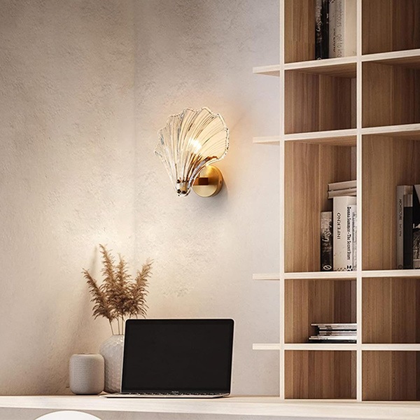 デザイン照明　ガラスウォールライト　ゴールド　1灯（W200×H220mm）