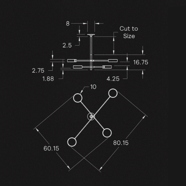 【ALLIED MAKER】 アメリカ・インテリア照明「Monoscope 4」ペンダントライト カスタムカラー (W2036×D1528×H426mm)