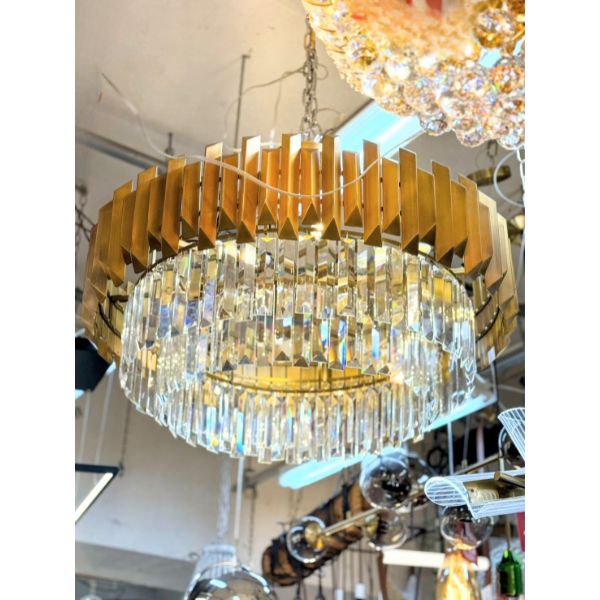 【1台在庫有！】【特注製作】モダンクリスタルシャンデリア8灯ゴールド(φ864×H450mm)
