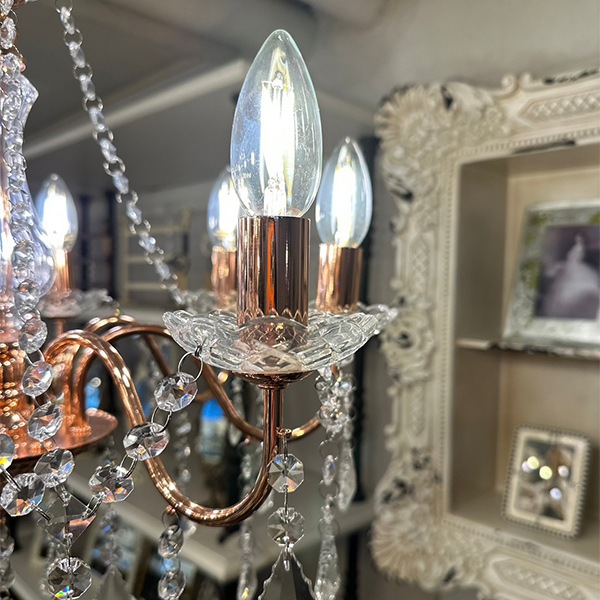 アンティーク調シャンデリア ピンクゴールド・8灯（Φ520×H500mm） | EL