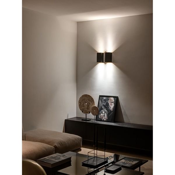 【MARETTI】オランダ・ウォールライト「INLET」2灯 BLACK×GOLD（φ102×H200mm）