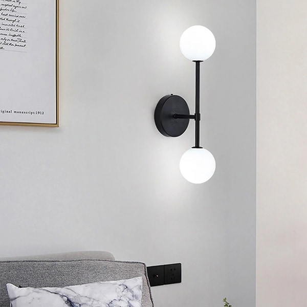 【リーズナブル】デザイン照明　モダンウォールライト　2灯　Black／Gold（φ120×H395m）