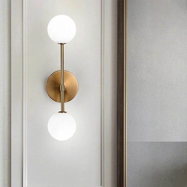 【リーズナブル】デザイン照明　モダンウォールライト　2灯　Black／Gold（φ120×H395m）