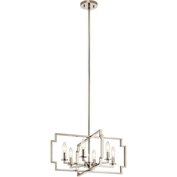 【KICHLER】アメリカ・デザインシャンデリア「Downtown Deco」6灯(W550×H270-1240mm)