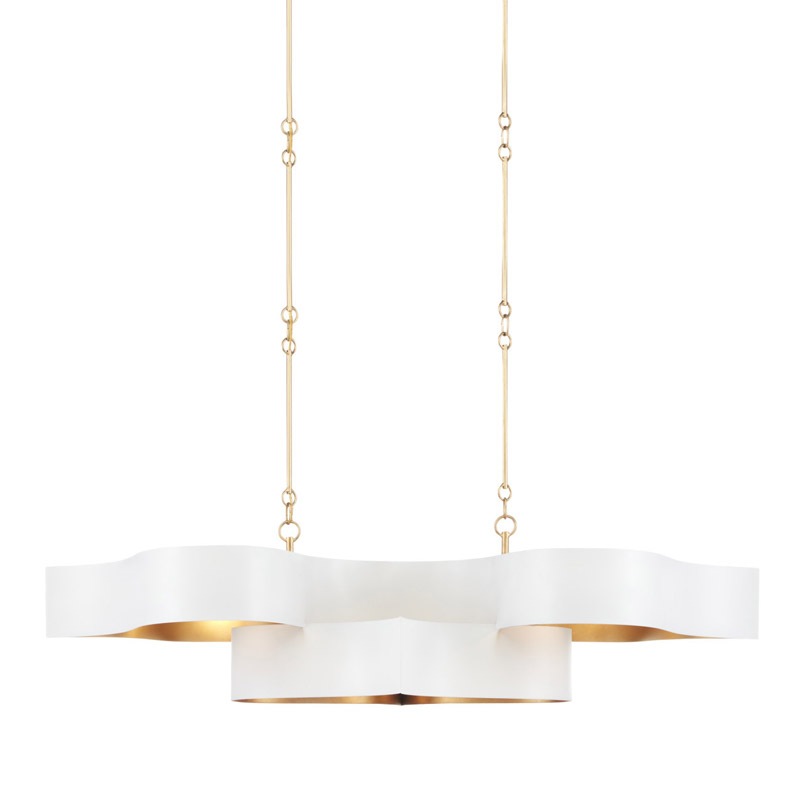 【CURREY】アメリカ・シーリングシャンデリア 6灯「Grand Lotus」ホワイト×ゴールド(W1282×D596×H336mm)