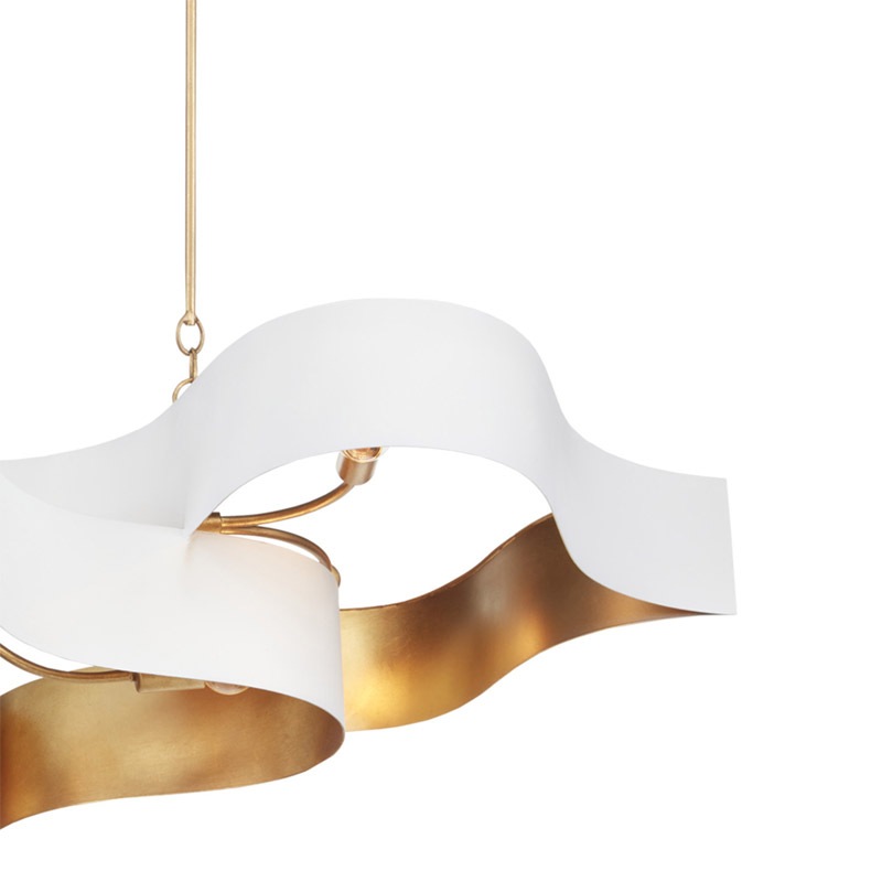 【CURREY】アメリカ・シーリングシャンデリア 6灯「Grand Lotus」ホワイト×ゴールド(W1282×D596×H336mm)