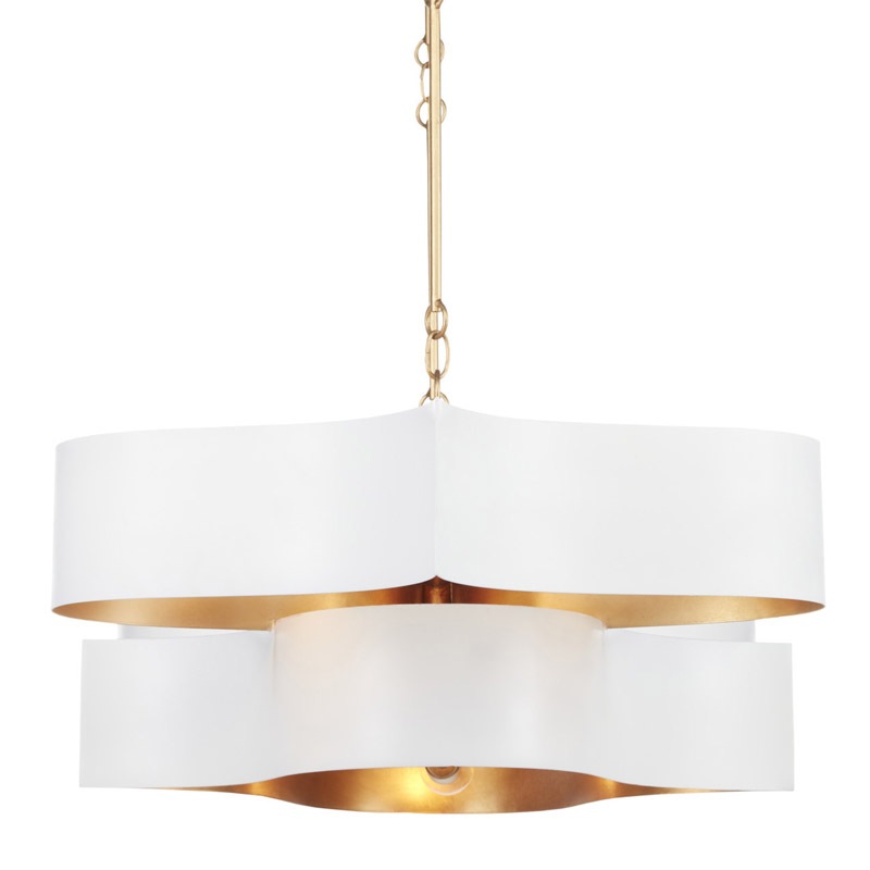 【CURREY】アメリカ・シーリングシャンデリア 6灯「Grand Lotus」ホワイト×ゴールド(W1282×D596×H336mm)