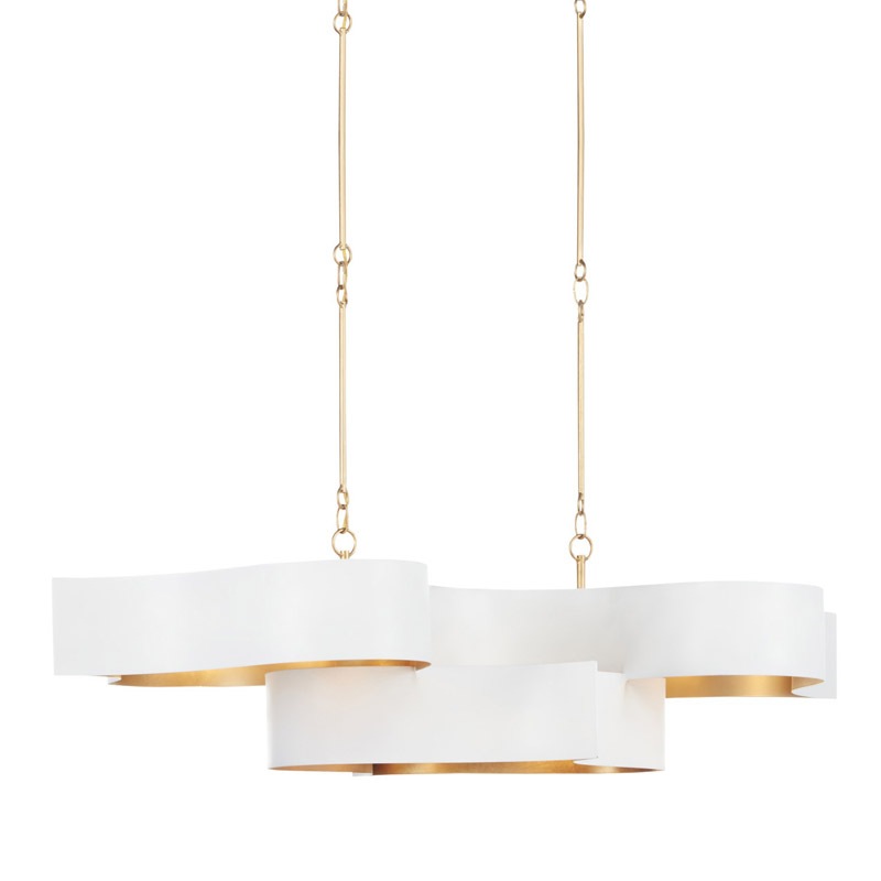 【CURREY】アメリカ・シーリングシャンデリア 6灯「Grand Lotus」ホワイト×ゴールド(W1282×D596×H336mm)