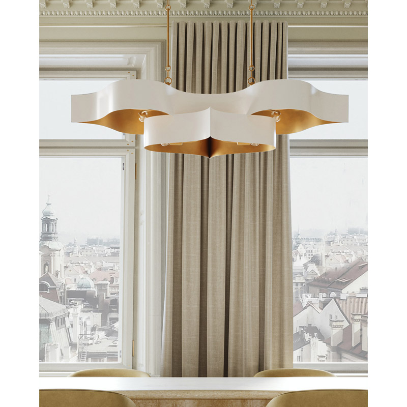 【CURREY】アメリカ・シーリングシャンデリア 6灯「Grand Lotus」ホワイト×ゴールド(W1282×D596×H336mm)