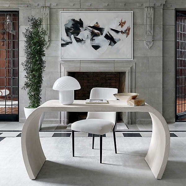 アメリカ・デザイン照明ホワイトガラステーブルライト「SENZA」1灯（W300×H310mm）