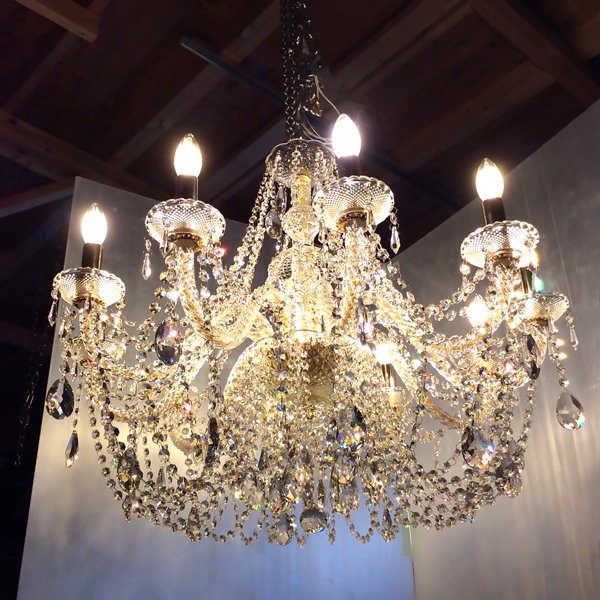 LA LUCE】アスフールクリスタルシャンデリア10灯【クラウン】（W780