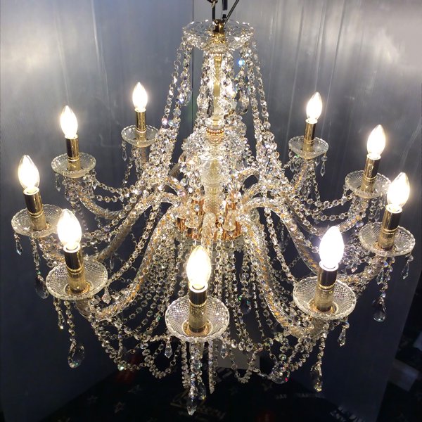 LA LUCE】アスフールクリスタルシャンデリア10灯【クラウン】（W780