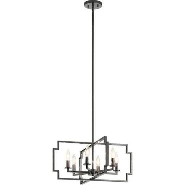 【KICHLER】アメリカ・デザインシャンデリア「Downtown Deco」6灯(W550×H270-1240mm)