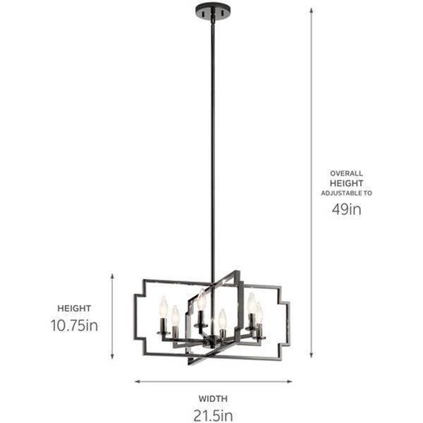 【KICHLER】アメリカ・デザインシャンデリア「Downtown Deco」6灯(W550×H270-1240mm)