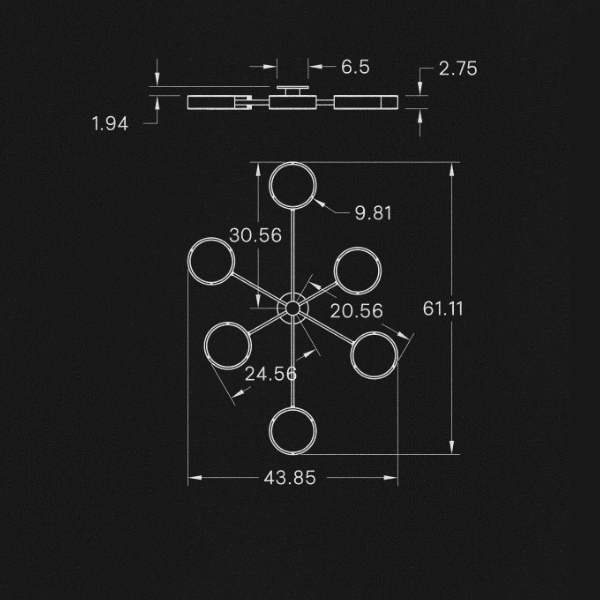 【ALLIED MAKER】 アメリカ・インテリア照明「Monoscope 6 Flush Mount」シーリングライト カスタムカラー (W1550×D1112×H121mm)