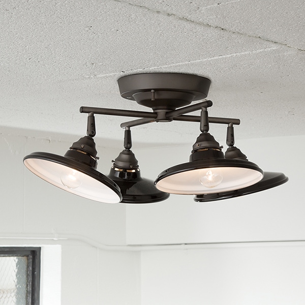 シーリングシェードランプ「ダイナー4クロスシーリング」4灯ビンテージメタル(W465mm)