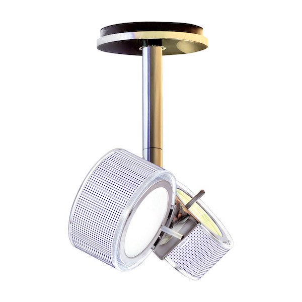 【Cini＆Nils】イタリア・インテリア照明「Componi75 Due Parete／Soffitto 25」スポットライト 2灯 サテンニッケル／オパール（W270×D105×H300mm）