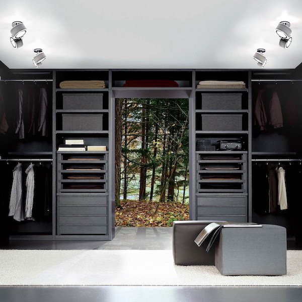 【Cini＆Nils】イタリア・インテリア照明「Componi75 Due Parete／Soffitto 25」スポットライト 2灯 サテンニッケル／オパール（W270×D105×H300mm）