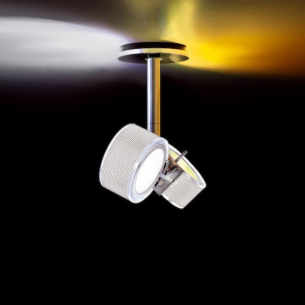 【Cini＆Nils】イタリア・インテリア照明「Componi75 Due Parete／Soffitto 25」スポットライト 2灯 サテンニッケル／オパール（W270×D105×H300mm）