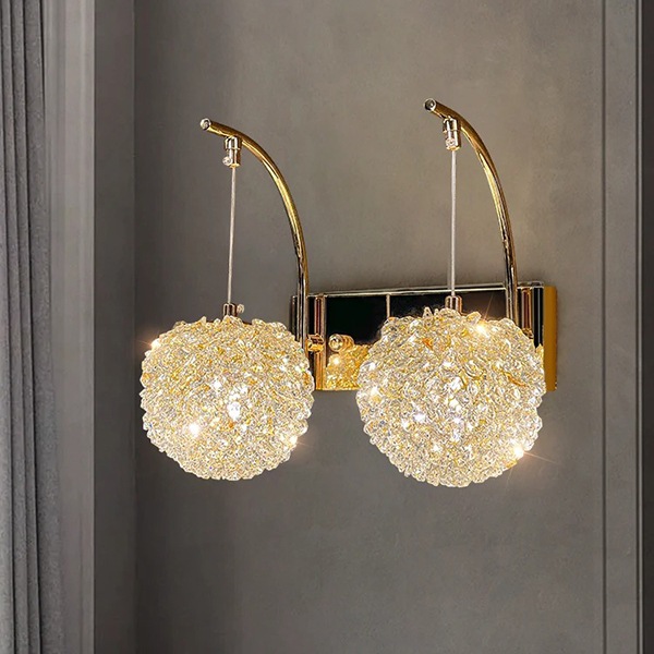デザイン照明 LEDクリスタルウォールライト バブル ゴールド 2灯