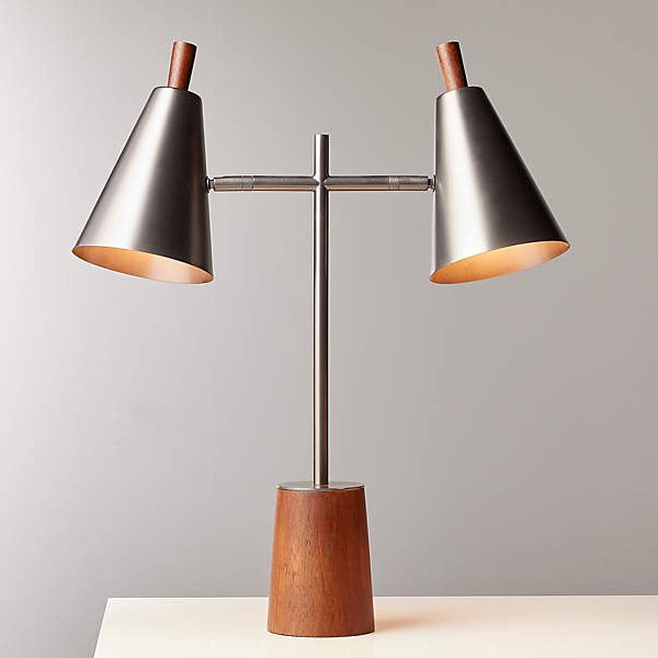 【廃番】アメリカ・デザイン照明シェードテーブルライト「EXPOSIOR」2灯（W510×D150×H610mm）