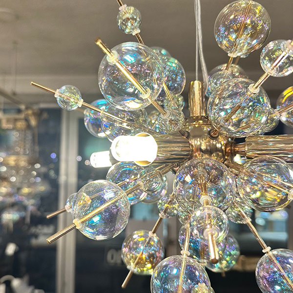 インテリア照明 バブルシャンデリア ガラスボール LED4灯 ゴールド