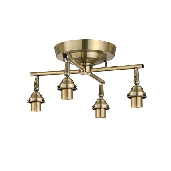 シーリングシェードランプ「ダイナー4クロスシーリング」4灯ゴールド(W465mm)