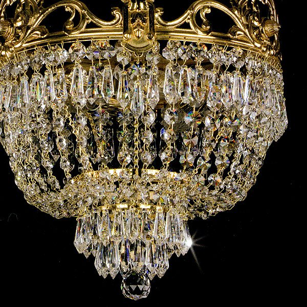 ART GLASS】真鍮製クリスタルペンダントシャンデリア 3灯「CORINA