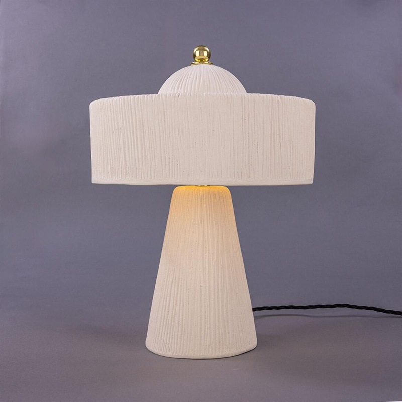 【Mullan】アイルランド「Seville-Ceramic Mid-Century Modern」テーブルライト 3灯 マットホワイト(D280×H400mm)