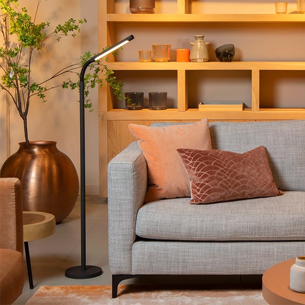 【LUCIDE】ベルギー 充電式フロアリーディングライト「GILLY」Black（W490×H1190mm）