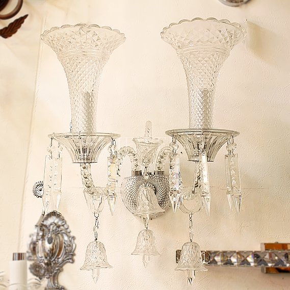 【70％OFF！アウトレット大特価セール】【5台在庫有！】クリスタルブラケット 2灯 クローム（W370×H400mm×D270mm）