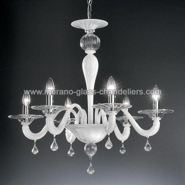 【MURANO GLASS CHANDELIERS】イタリア・ヴェネチアンガラスシャンデリア6灯「CABIRI」（W760×H640mm）