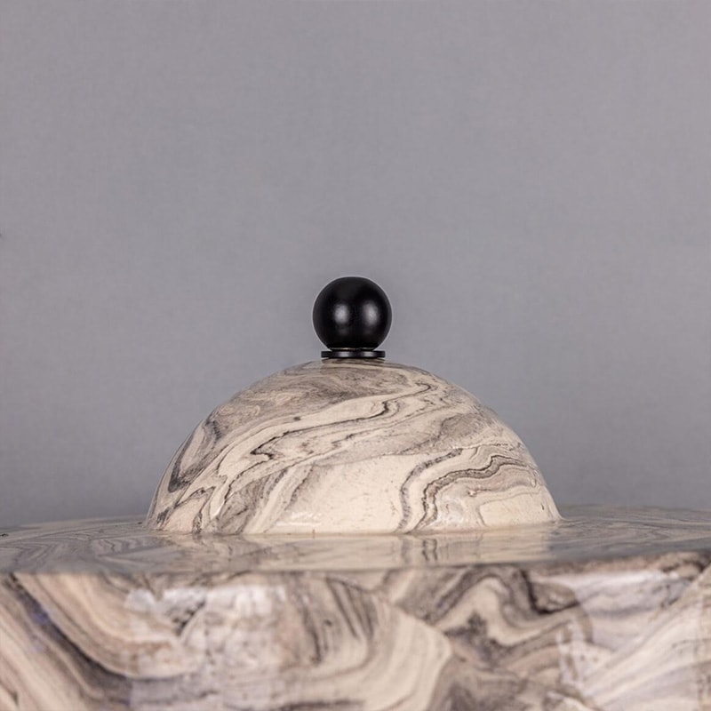 【Mullan】アイルランド「Seville-Ceramic Mid-Century Modern」テーブルライト 3灯 マーブル（D280×H400mm）