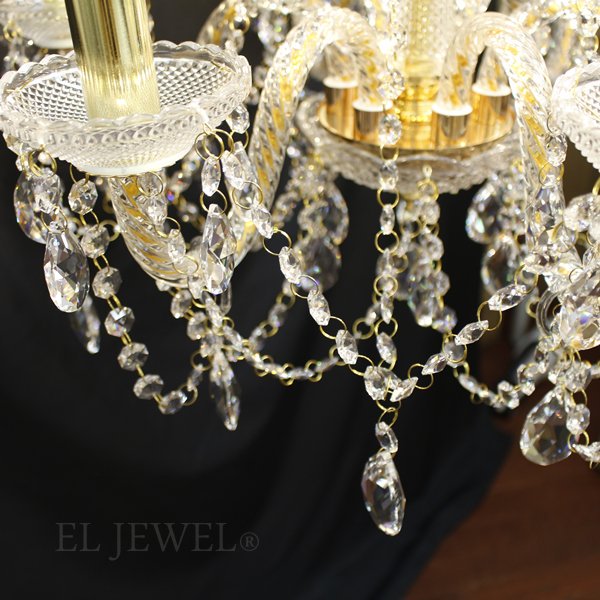 LA LUCE】クリスタルシャンデリア 6灯 ゴールドorクローム(W550