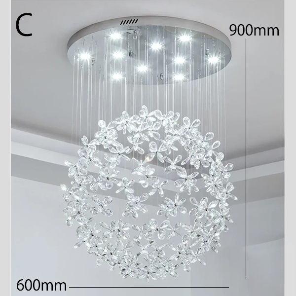 デザイン照明 フラワーボールクリスタルシャンデリア シルバー（φ400～1000ｍｍ×H700～1300ｍｍ）