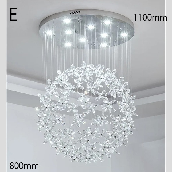 デザイン照明 フラワーボールクリスタルシャンデリア シルバー（φ400～1000ｍｍ×H700～1300ｍｍ）