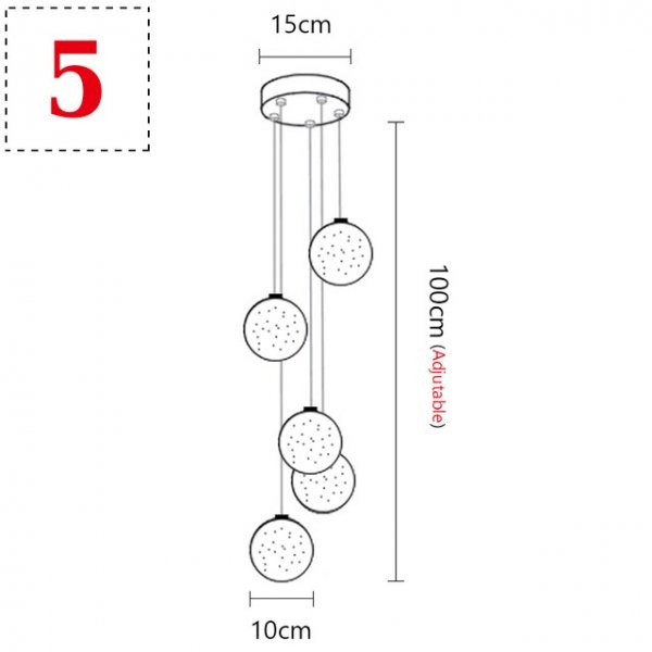 ガラスボールペンダントライト ３／５／7／14／26／36灯 （Φ100～W1100mm）
