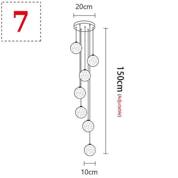 ガラスボールペンダントライト ３／５／7／14／26／36灯 （Φ100～W1100mm）