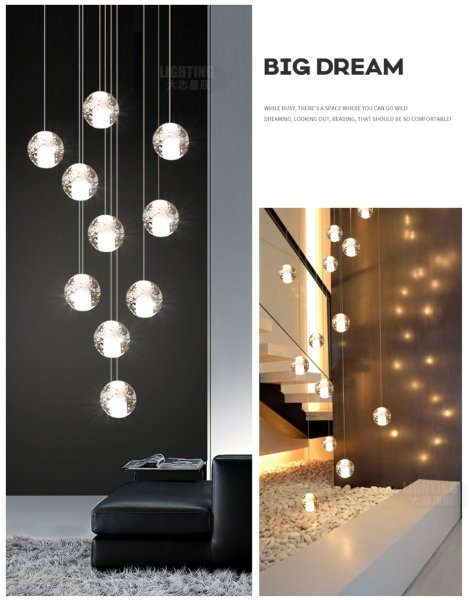 ガラスボールペンダントライト ３／５／7／14／26／36灯 （Φ100～W1100mm）