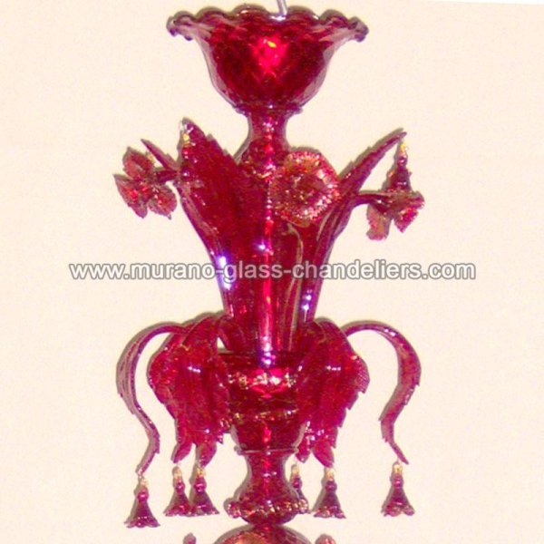 【MURANO GLASS CHANDELIERS】イタリア・ヴェネチアンガラスシャンデリア6灯「BENEDETTA」（W800×H1300mm）