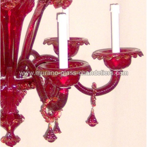 【MURANO GLASS CHANDELIERS】イタリア・ヴェネチアンガラスシャンデリア6灯「BENEDETTA」（W800×H1300mm）