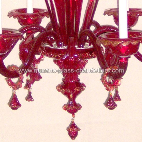 【MURANO GLASS CHANDELIERS】イタリア・ヴェネチアンガラスシャンデリア6灯「BENEDETTA」（W800×H1300mm）