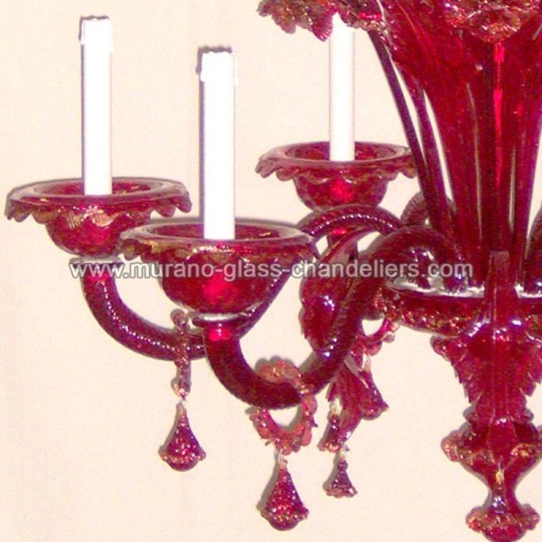【MURANO GLASS CHANDELIERS】イタリア・ヴェネチアンガラスシャンデリア6灯「BENEDETTA」（W800×H1300mm）