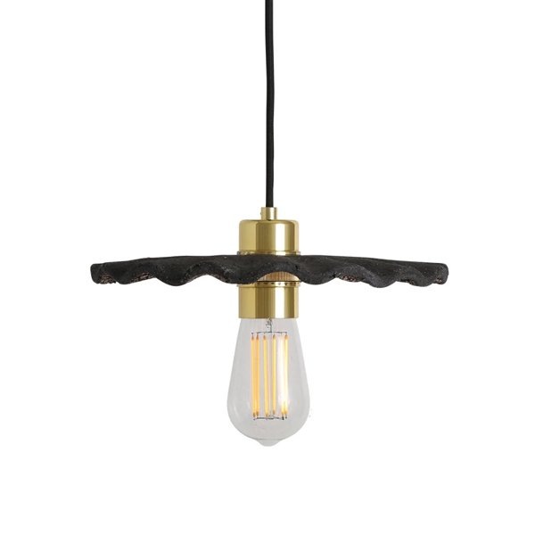 【Mullan】アイルランド・「KAPOK」オーガニックセラミックペンダントライト1灯・BLACK CLAY(W270×H95mm)