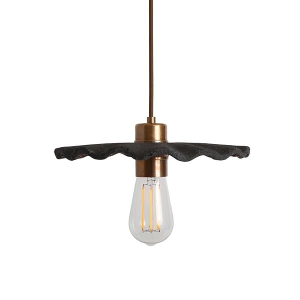 【Mullan】アイルランド・「KAPOK」オーガニックセラミックペンダントライト1灯・BLACK CLAY(W270×H95mm)