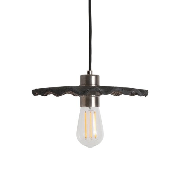 【Mullan】アイルランド・「KAPOK」オーガニックセラミックペンダントライト1灯・BLACK CLAY(W270×H95mm)