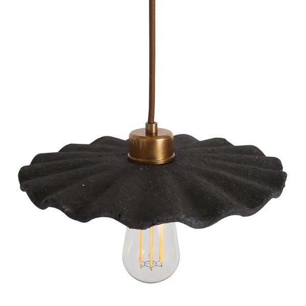 【Mullan】アイルランド・「KAPOK」オーガニックセラミックペンダントライト1灯・BLACK CLAY(W270×H95mm)