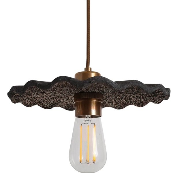 【Mullan】アイルランド・「KAPOK」オーガニックセラミックペンダントライト1灯・BLACK CLAY(W270×H95mm)