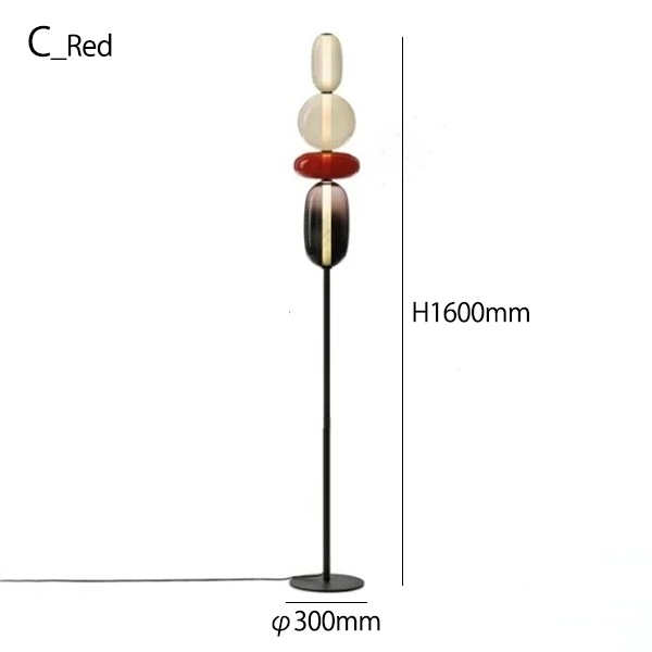 デザイン照明　ガラスシェードフロアライト　4灯（φ300×H800／1300／1600mm）